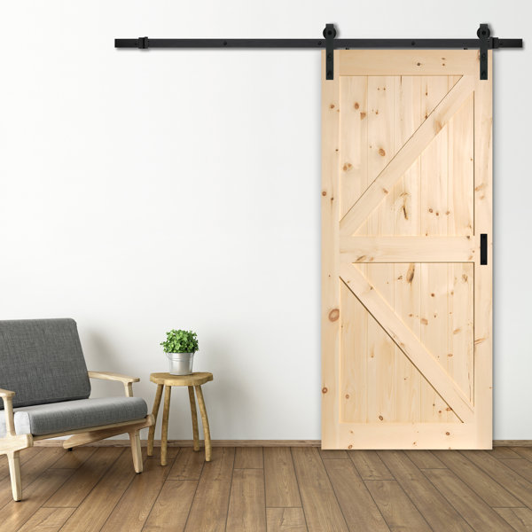 Renin 36'' x 84'' Solid Wood Paneled Unfinished with Installation Hardware Kit Barn Door Wayfair